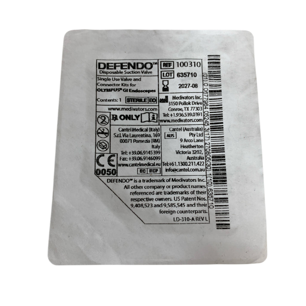 MEDIVATORS REF 100310 DEFENDO Disposable Suction Valve Single Use Valve and Connector Kit for OLYMPUS GI Endoscopes, Exp.2027/08