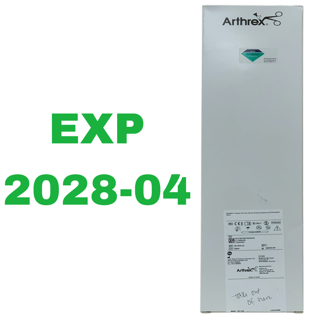 ARTHREX REF AR-4570-24 FiberStitch Implant, 24° Curve with Two Polyester Implants and 2-0 FiberWire Suture,  Exp.2028/04