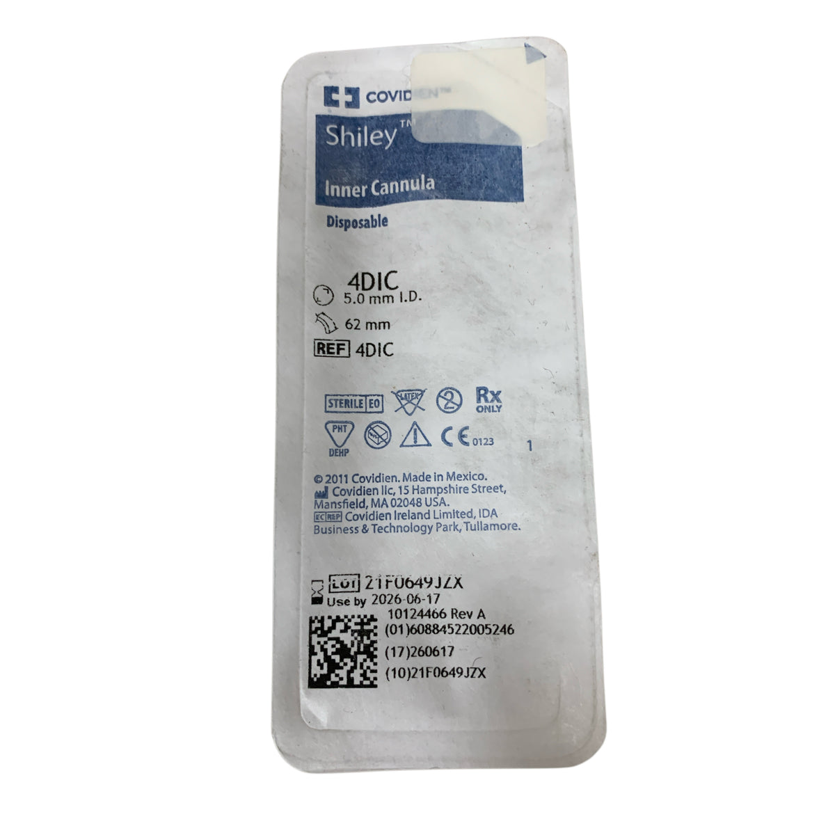 COVIDIEN 4DIC Shiley Disposable Inner Cannula 5.0 mm I.D. 62 mm Exp 2026 06