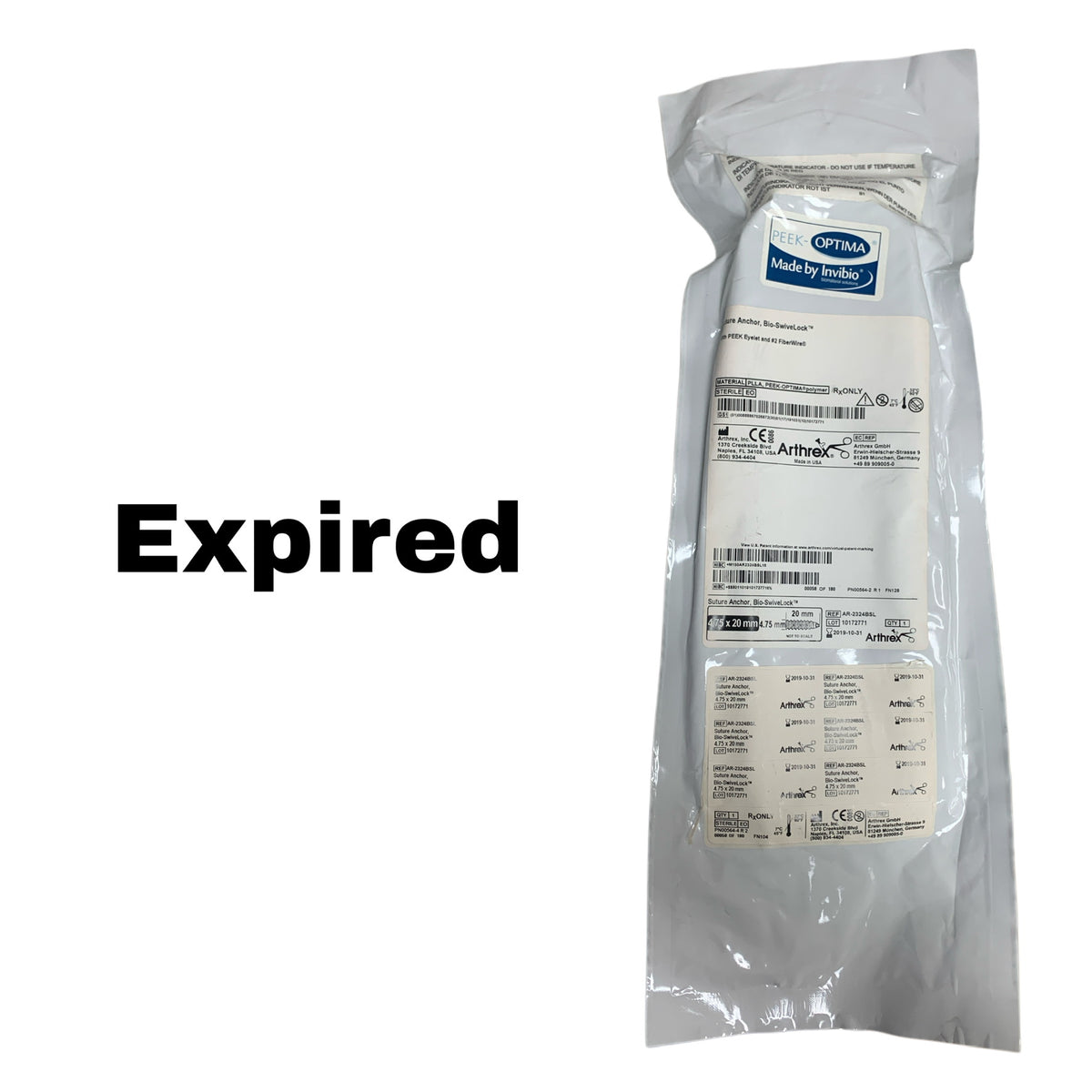 ARTHREX AR-2324BSL Suture Anchor Bio-SwiveLock 4.75 x 20 mm EXP 2019 10