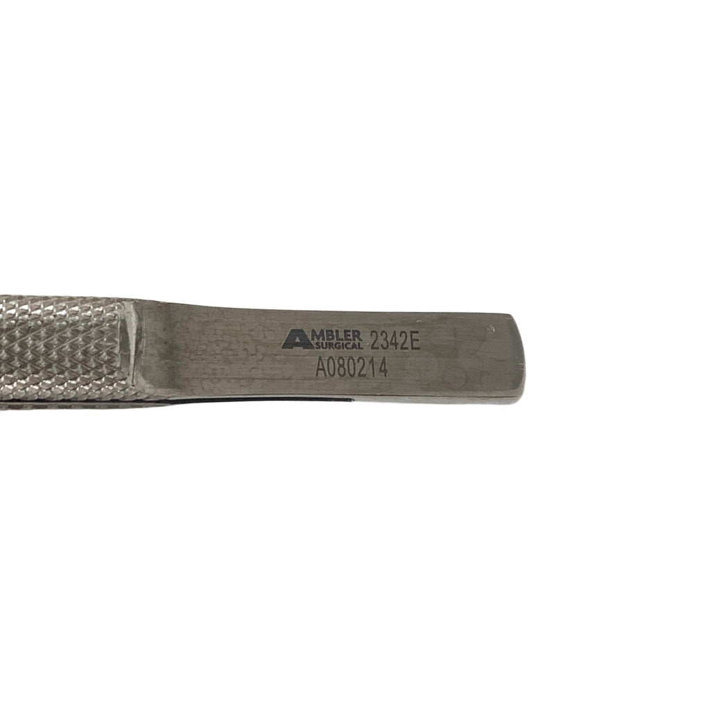 AMBLER REF 2342E McPherson corneal suturing forceps 3 3/8'',straight shafts, 1x2 teeth, 5.0mm tying platforms, narrow flat handle