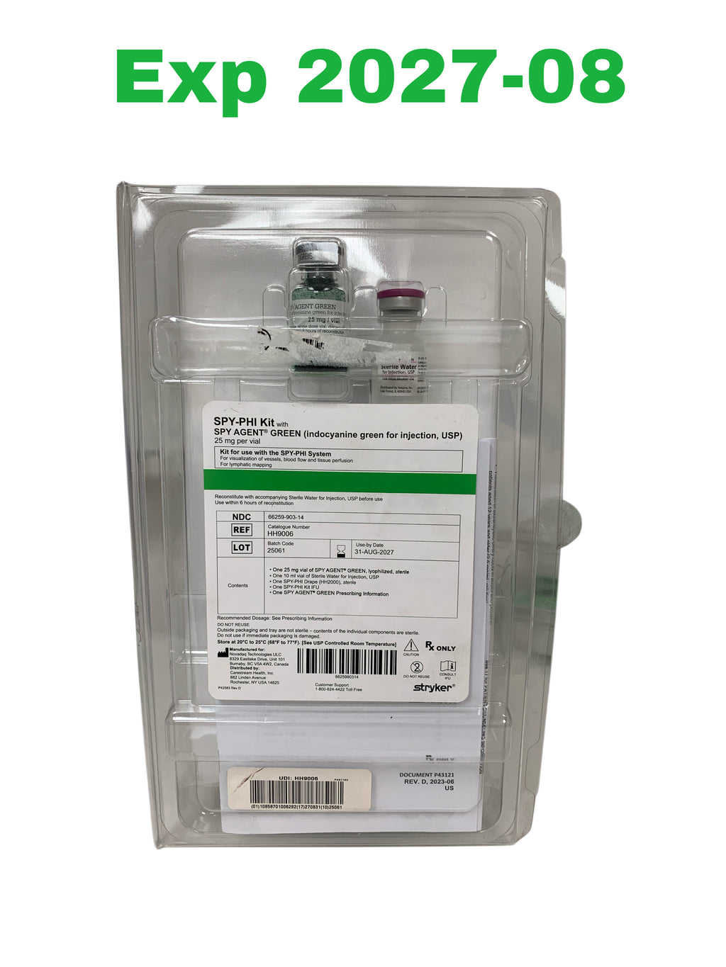 STRYKER REF HH9006 SPY-PHI Kit with SPY AGENT GREEN 25mg, Exp.2027/08