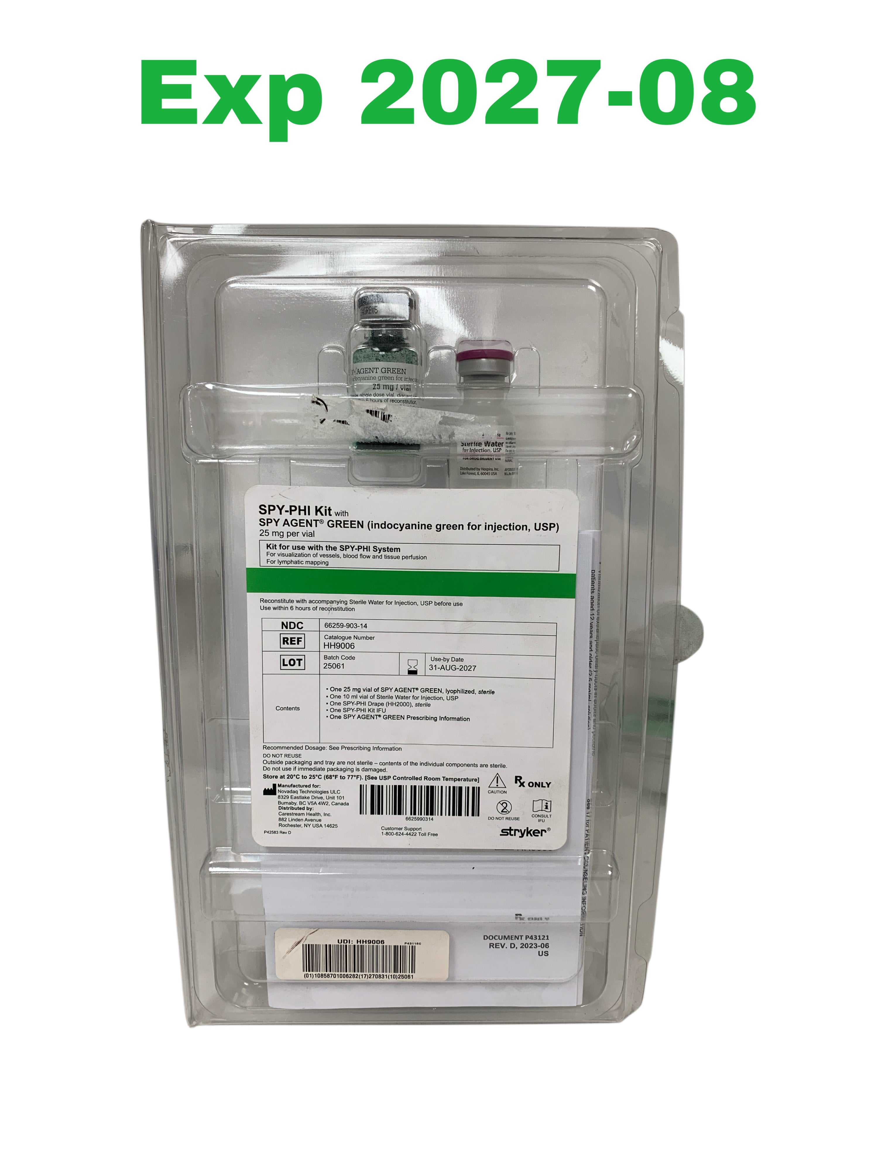 STRYKER REF HH9006 SPY-PHI Kit with SPY AGENT GREEN 25mg, Exp.2027/08