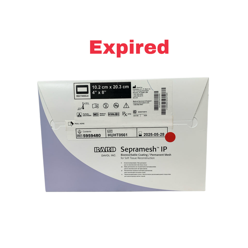 BARD REF 5959480 Sepramesh IP Bioresorbable Coating Permanent Mesh 4" x 8" (10.2 cm x 20.3 cm) Exp.2025/05