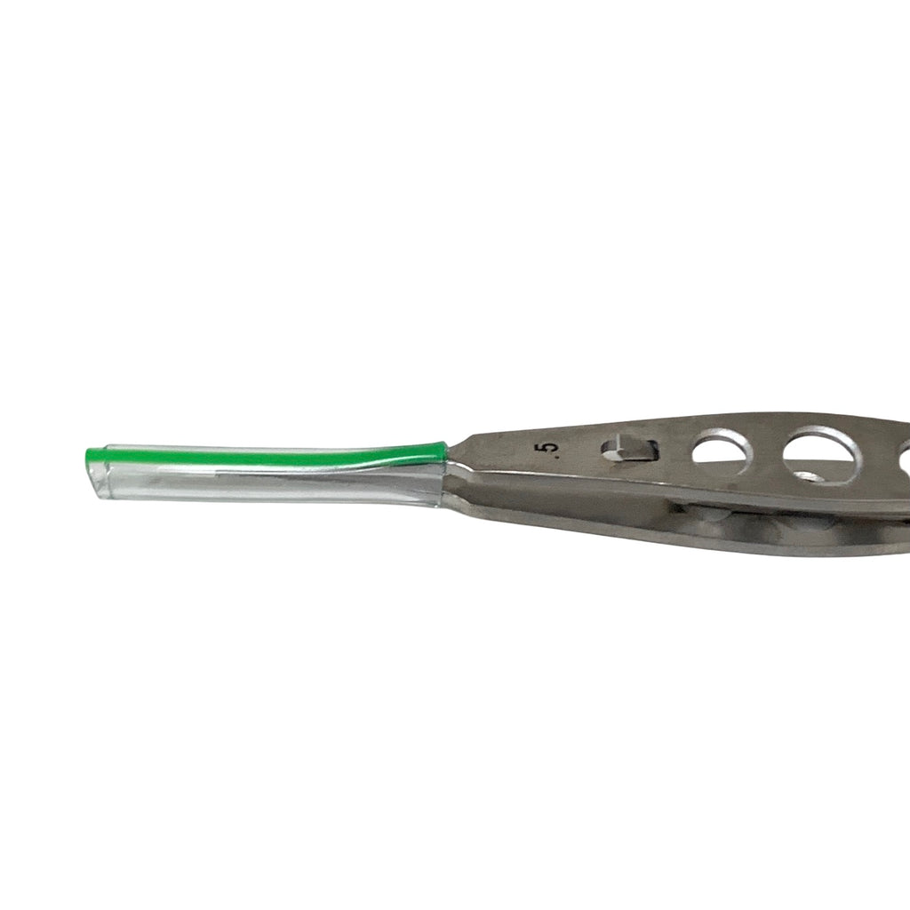 AMBLER REF 9542E Stern-Castroviejo fixation forceps 4 3/8'',0.5mm 1x2 teeth, with lock, flat 3-hole handle