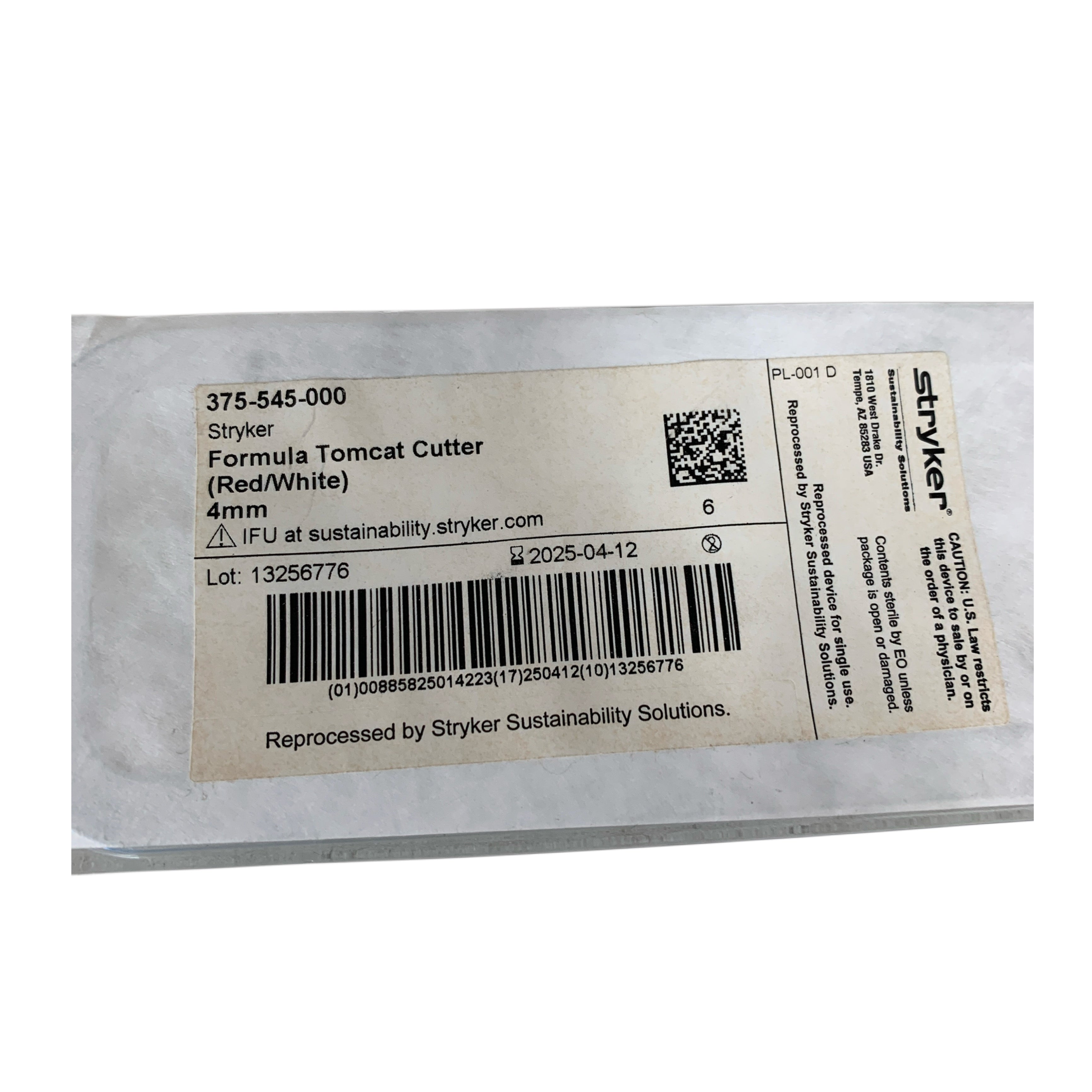 STRYKER REF 375-545-000 Formula Tomcat Cutter Red White 4mm Exp 2025 04