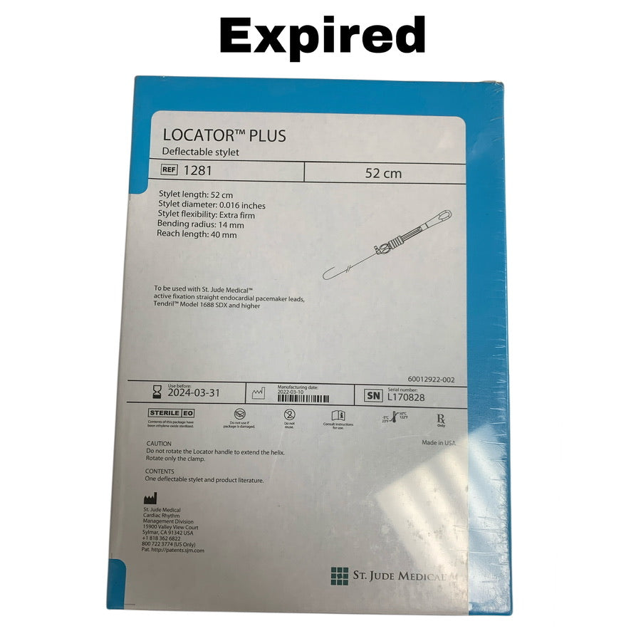 ST JUDE MEDICAL 1281 Locator Plus Deflectable Stylet 52cm EXP 2024 03