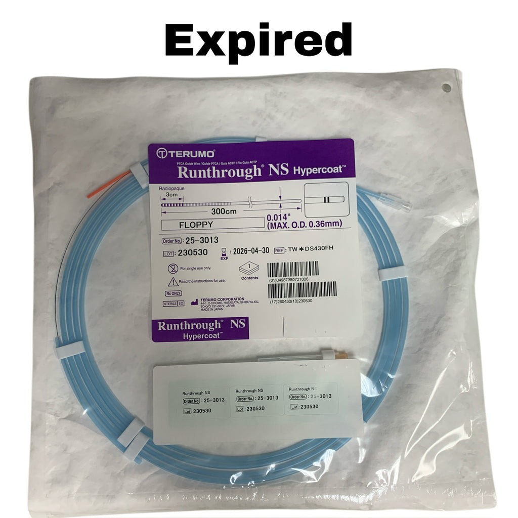 TERUMO 25-3013 Runthrough NS Hypercoat PTCA Guide Wire Floppy 300cm 0.014" EXP 2026 04