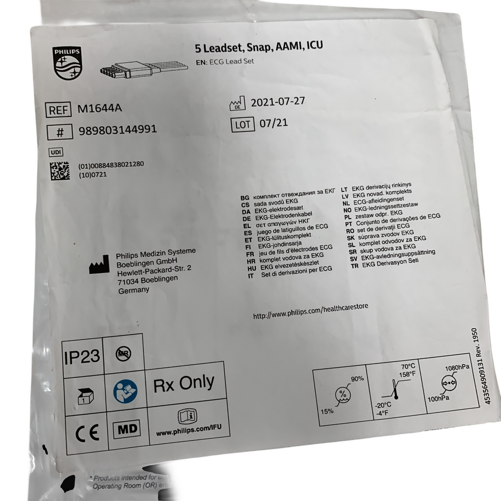 PHILIPS M1644A 5 Leadset Snap AAMI ICU ECG Lead Set