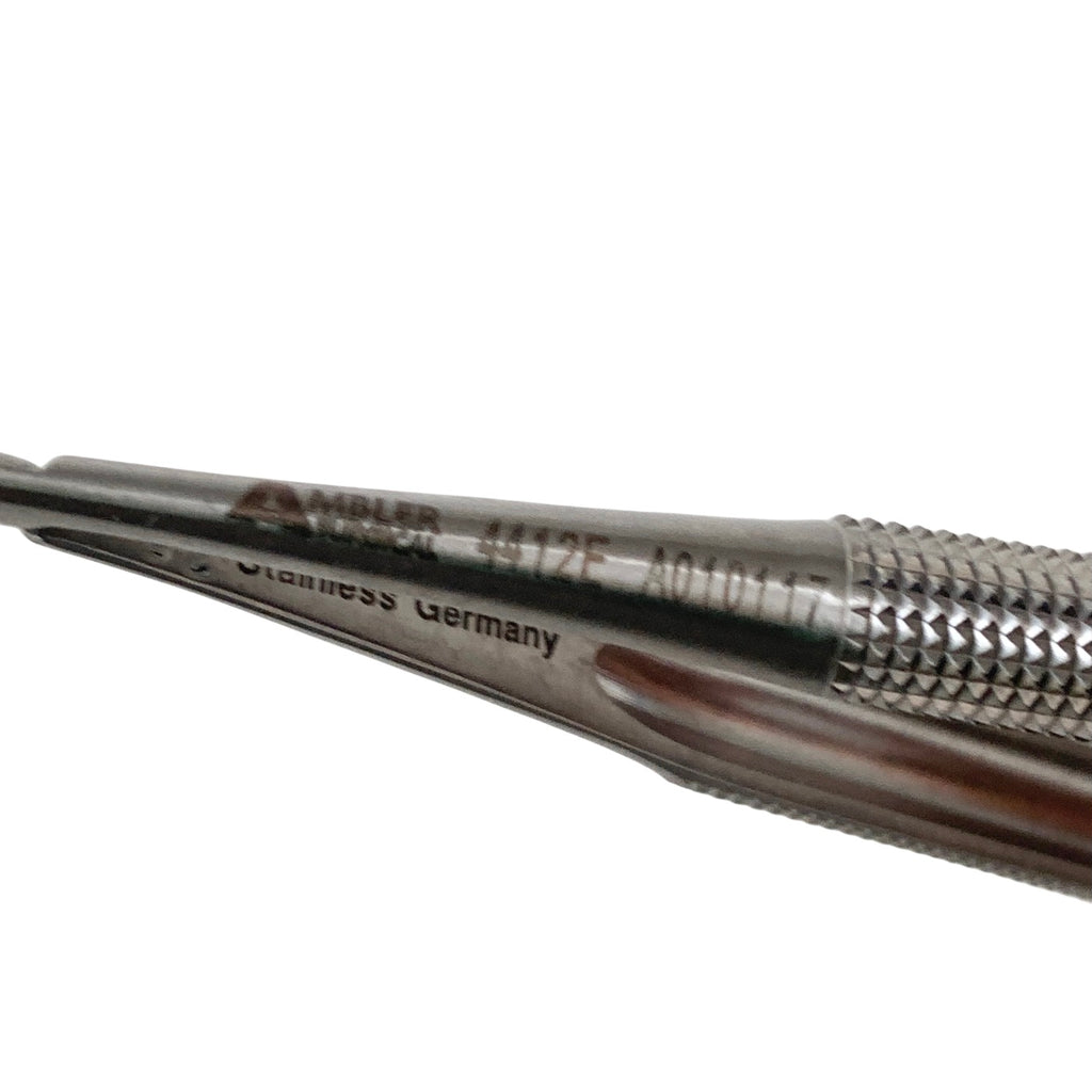 AMBLER REF 4412E Castroviejo needle holder 5 1/8'',curved, 9.0mm smooth jaws, round handle, without lock