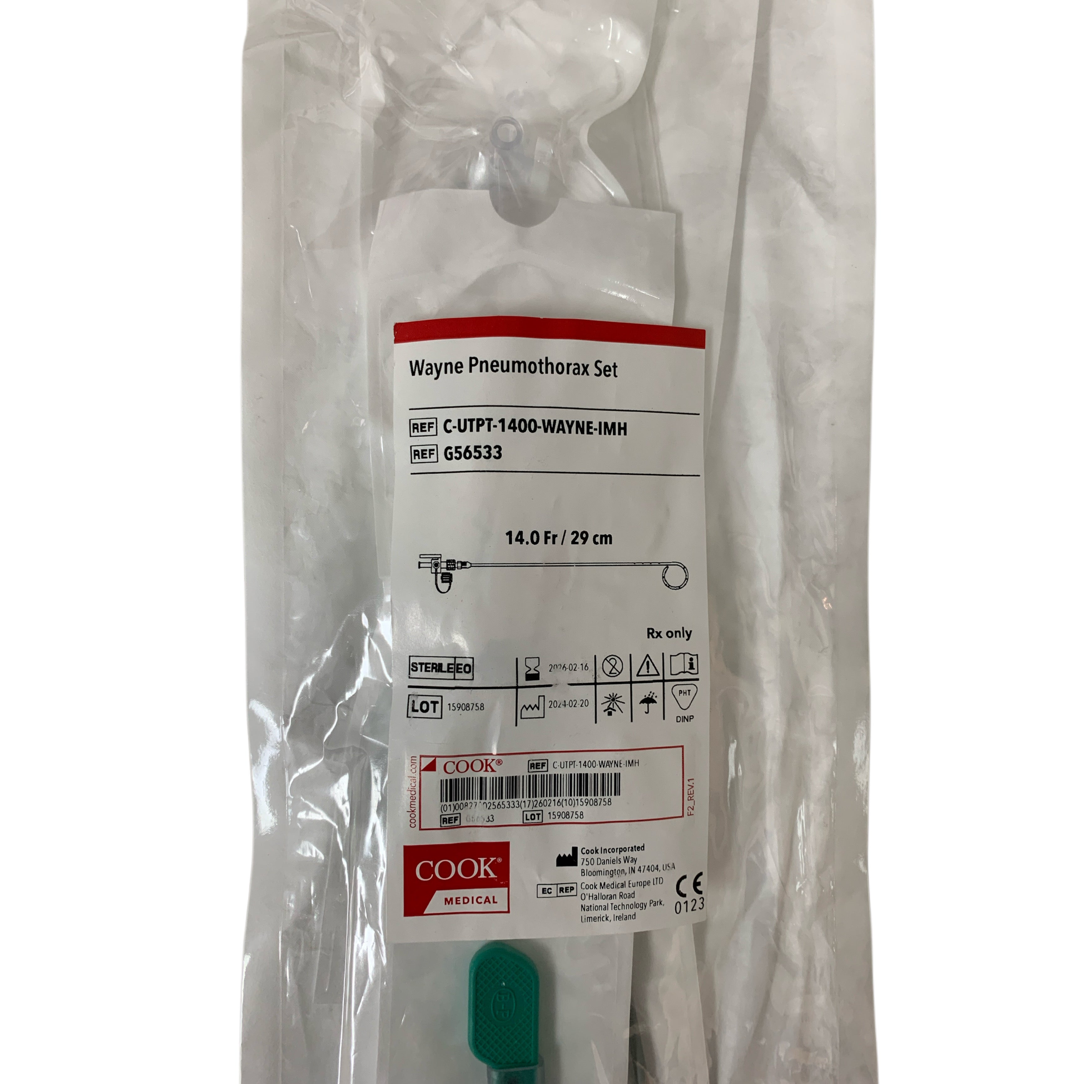 COOK MEDICAL REF C-UTPT-1400-WAYNE-IMH/ G56533 Wayne Pneumothorax Set 14.0 Fr 29 cm Exp. 2026/02