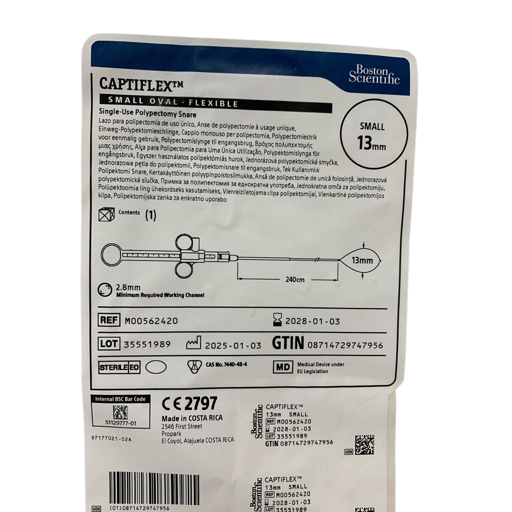 BOSTON SCIENTIFIC M00562420 Captiflex Small Oval Flexible Single Use Polypectomy Snare 13mm 240cm Exp 2028 01