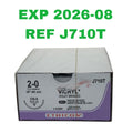 ETHICON REF J710T Coated VICRYL Violet Braided 2-0 Absorbable Suture, OS-6 Reverse Cutting Needle 36mm 1/2c 18" (45cm) BOX OF 24, EXP.2026/08