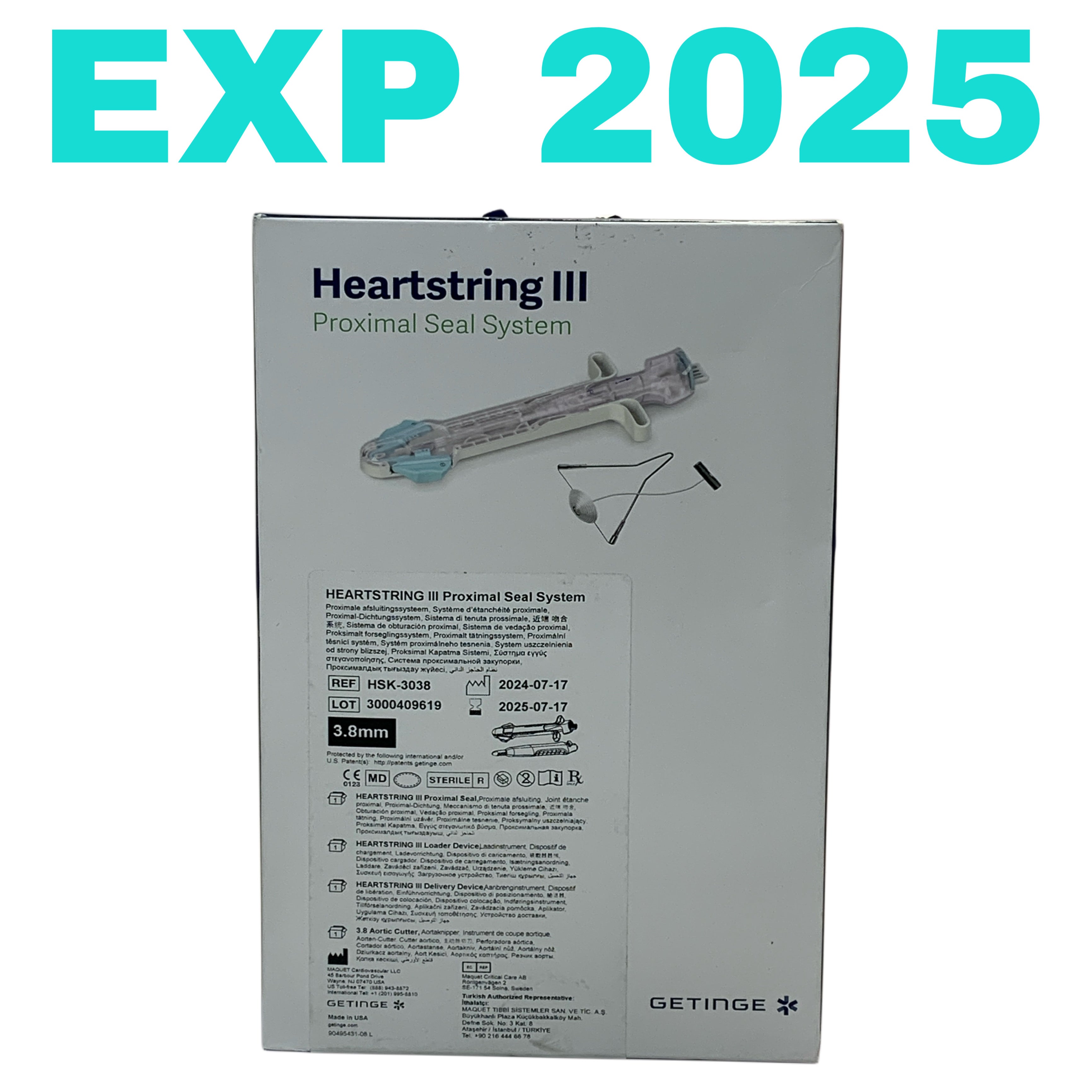 MAQUET REF HSK-3038 Getinge Heartstring III Proximal Seal System 3.8mm, Exp.2025/07