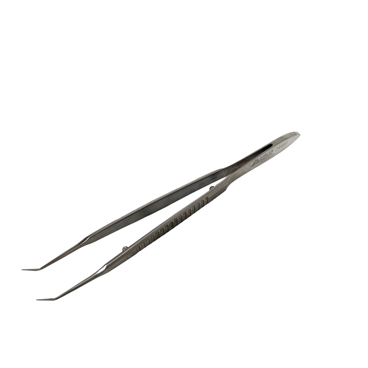 AMBLER REF 2445E McPherson tying forceps 3 3/8'',angled shafts, 4.0mm from bend to tip, 4.0mm tying platforms, narrow serrated flat handle