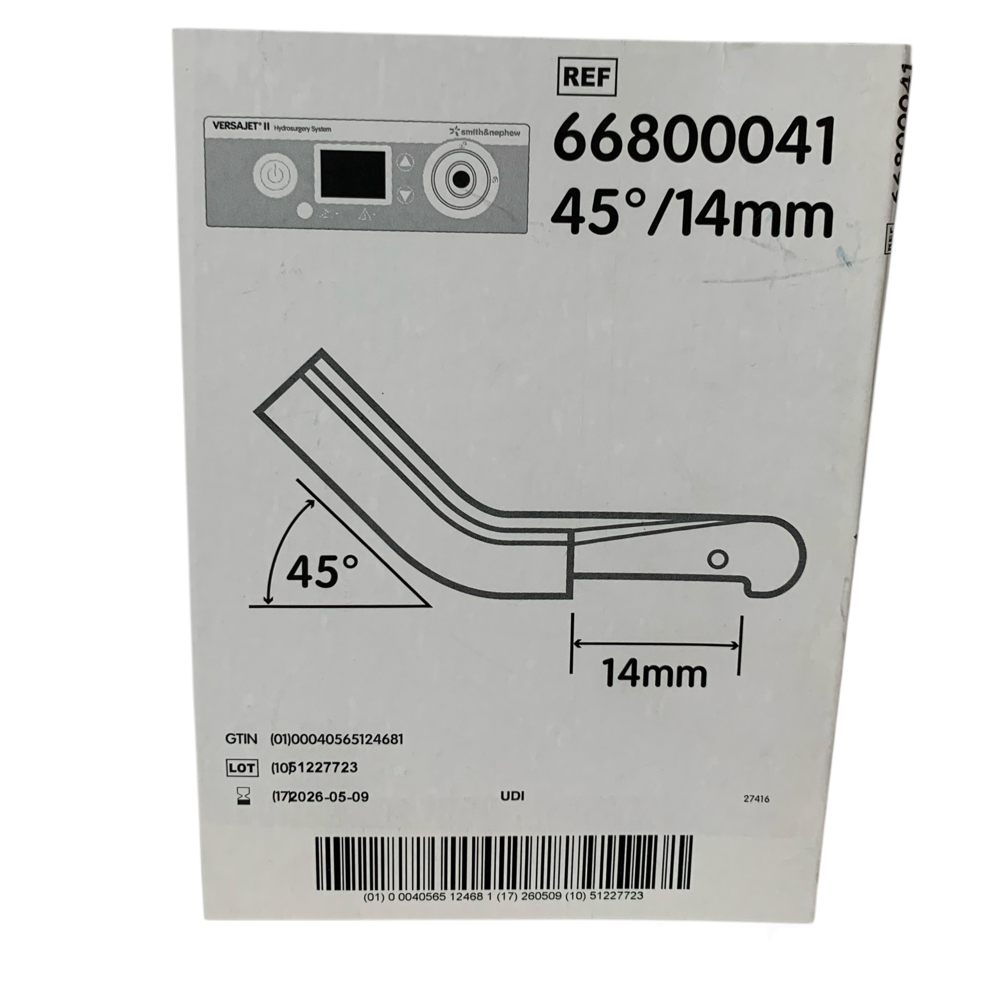 SMITH & NEPHEW REF 66800041 Versajet II Exact Hydrosurgery System Handpiece 45 Degree 14mm Exp 2026 05