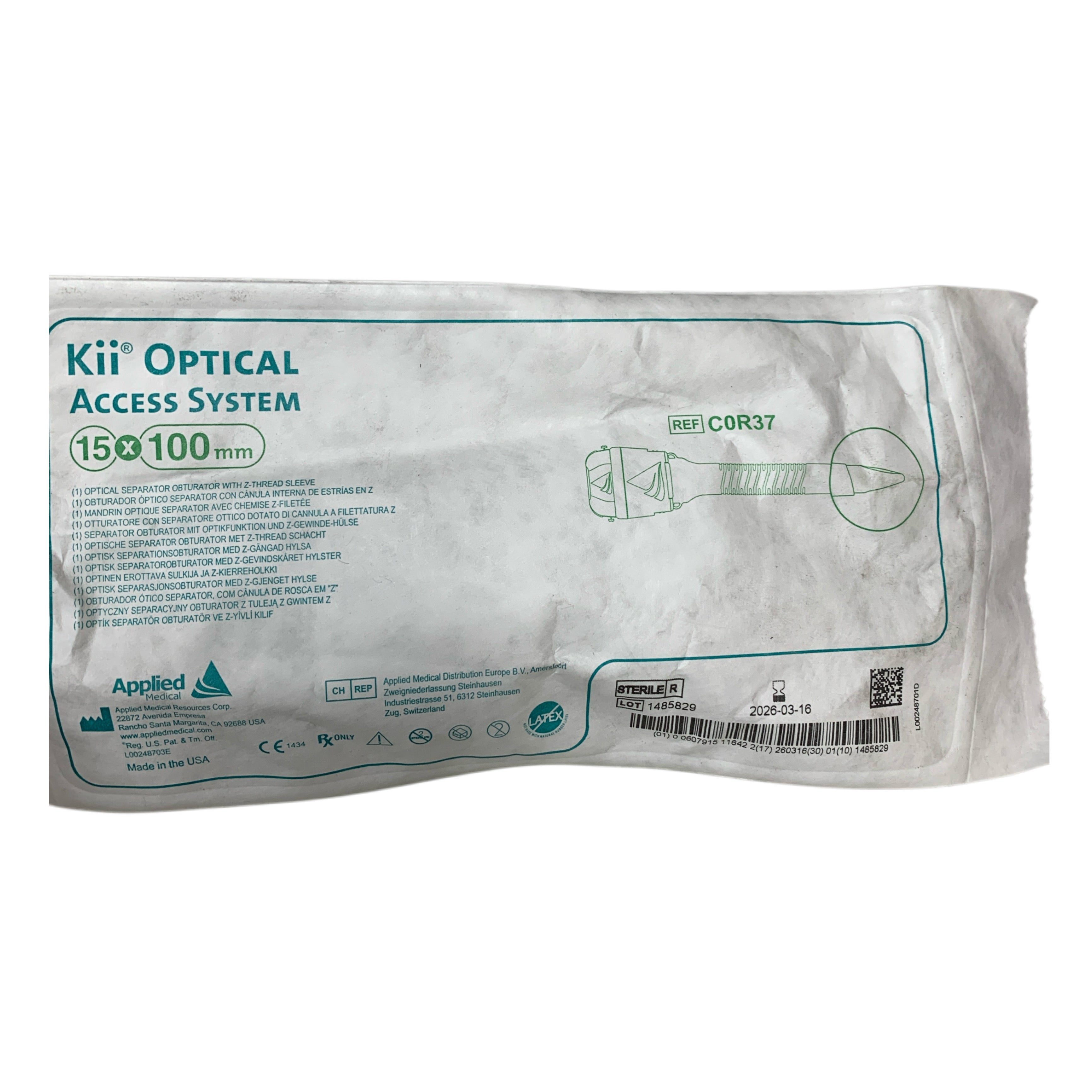 APPLIED MEDICAL REF C0R37 Kii Optical Access System 15 x 100mm, Exp.2026/03