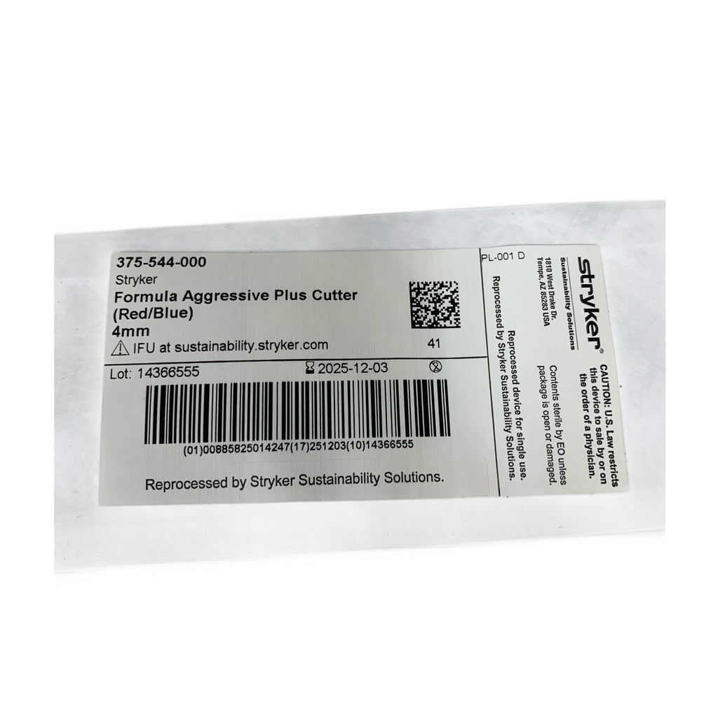 STRYKER 375-544-000 Formula Aggressive Plus Cutter Red/Blue Reprocessed 4mm Exp 2025 12