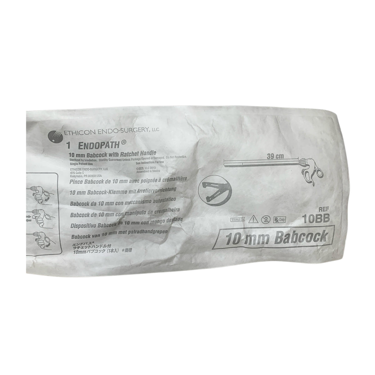 ETHICON ENDO-SURGERY 10BB  Endopath 10mm Babcock Grasper with Ratchet Handle 39cm Exp 2022 08