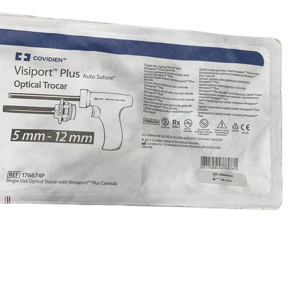 COVIDIEN 176674P Visiport Plus Auto Suture Optical Trocar 5 mm-12 mm Exp 2019 04