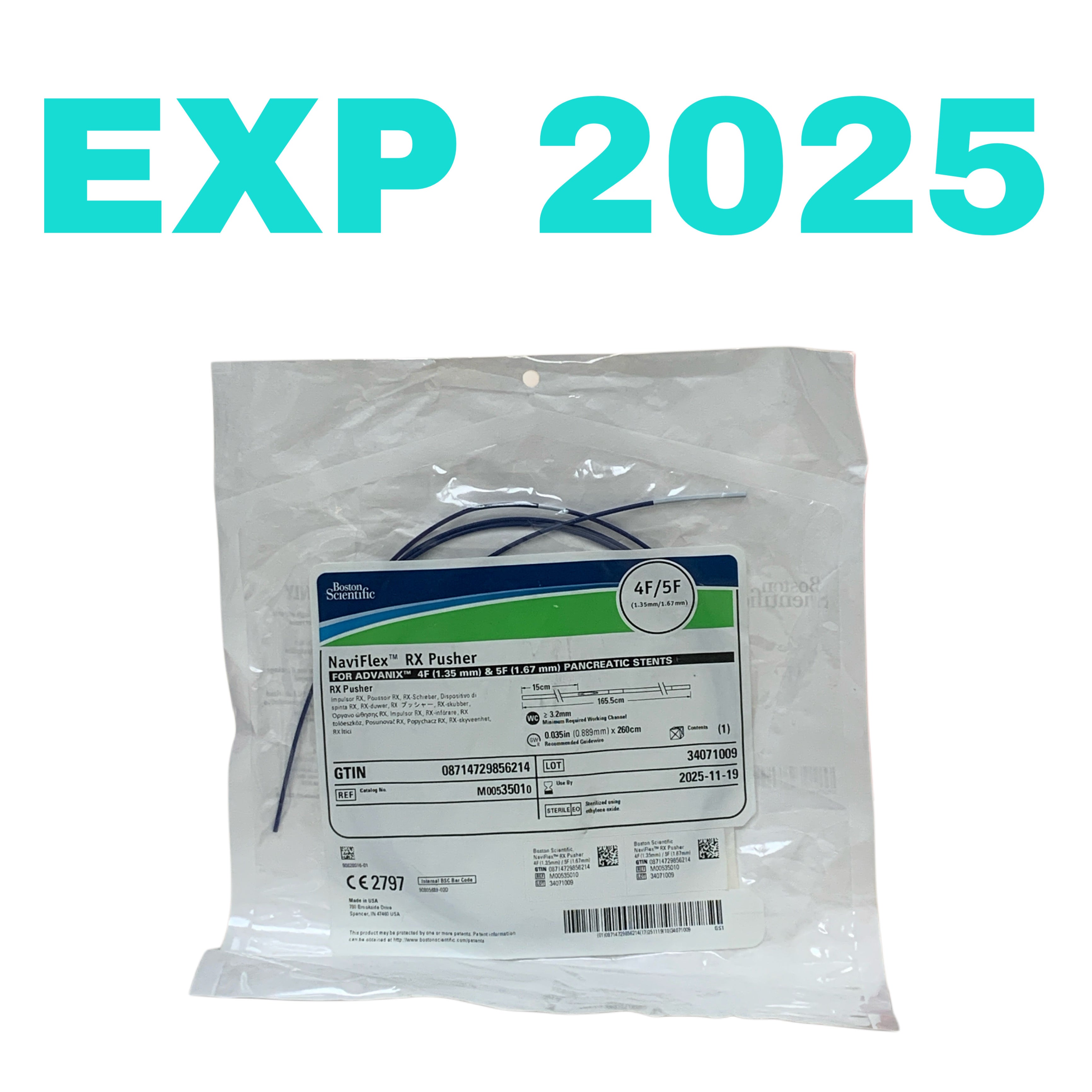 BOSTON SCIENTIFIC REF M00535010 NaviFlex RX Pusher for Advanix 4F/5F Pancreatic Stents, EXP.2025/11