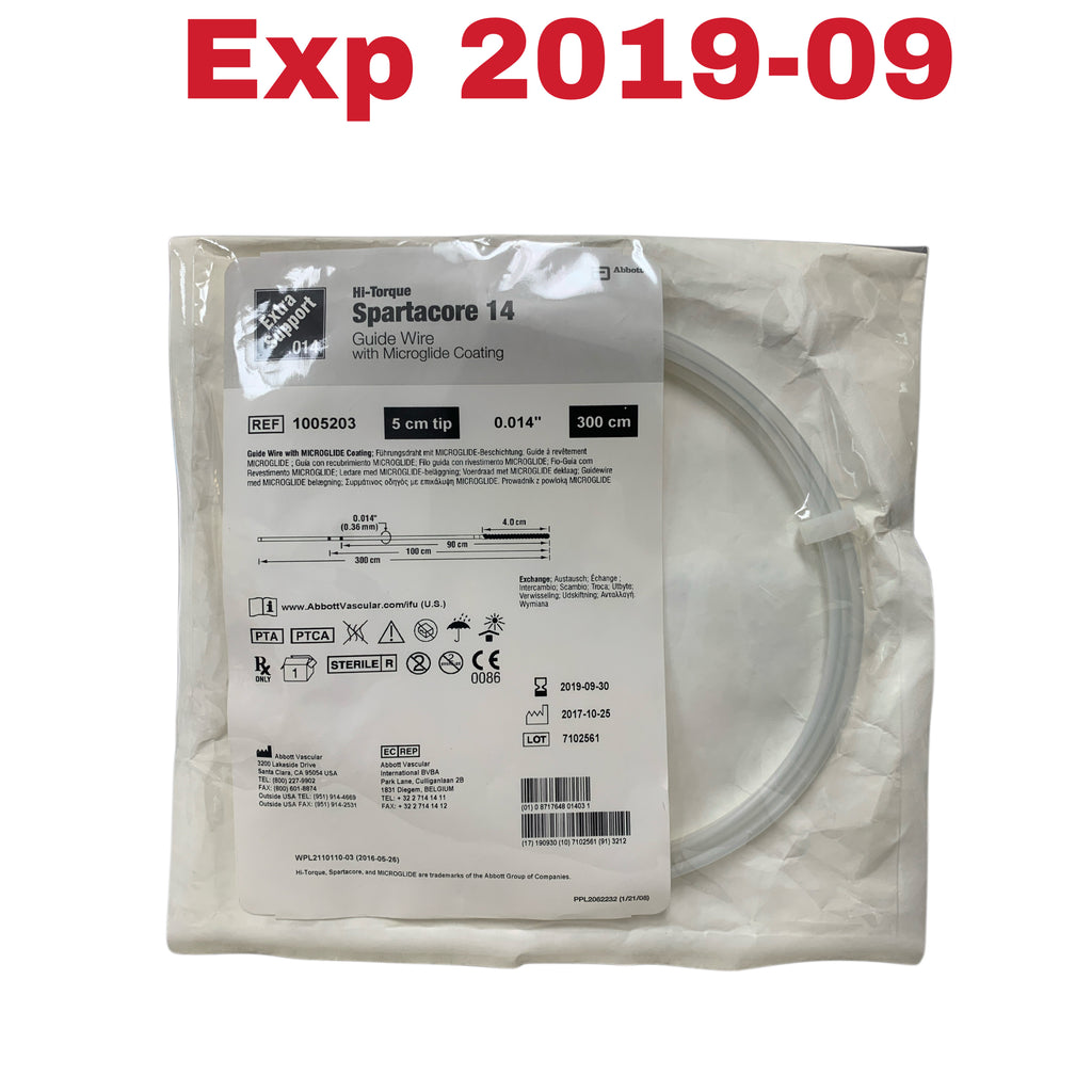 ABBOTT 1005203 Hi-Torque Spartacore 14 Extra Support Guide Wire 0.014 in 300cm 5cm Tip Exp 2019 09