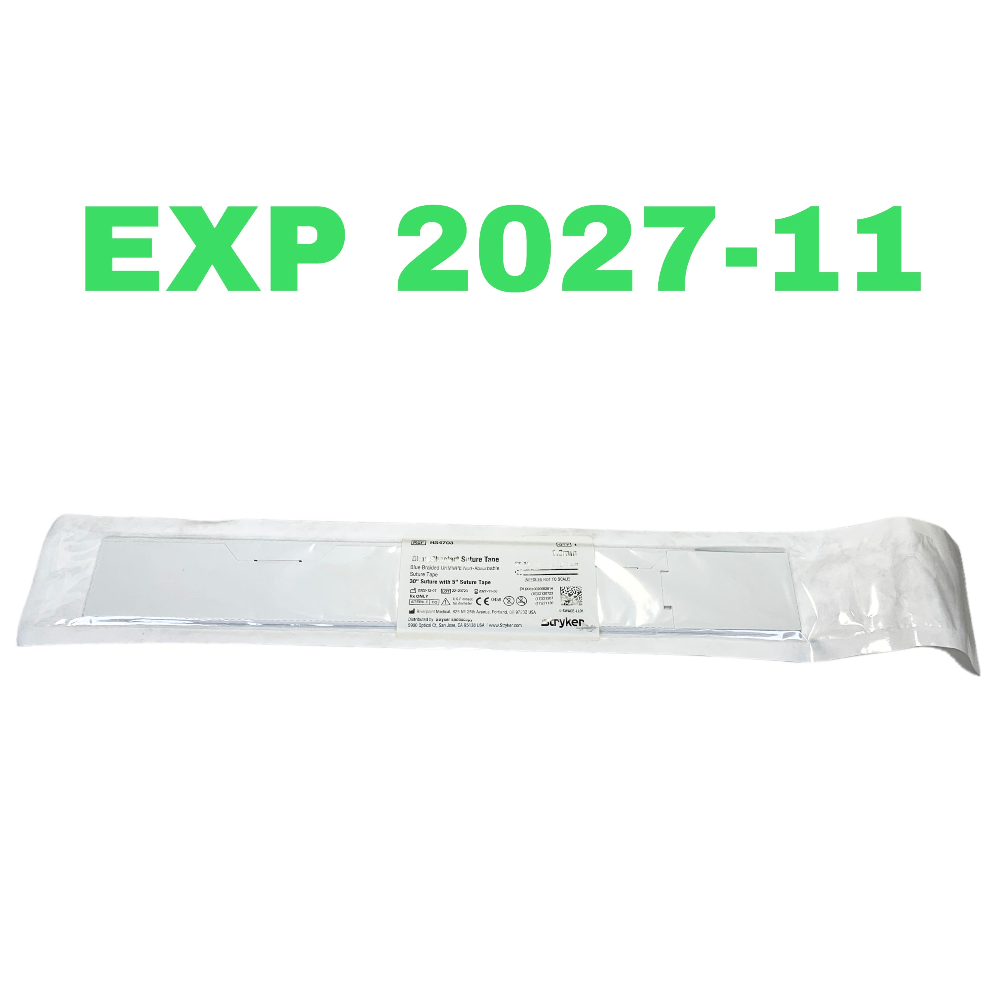 STRYKER REF HS4703 SharpShooter Suture Tape 30" Suture with 5" Suture Tape 1.0mm ST-13, EXP.2027/11