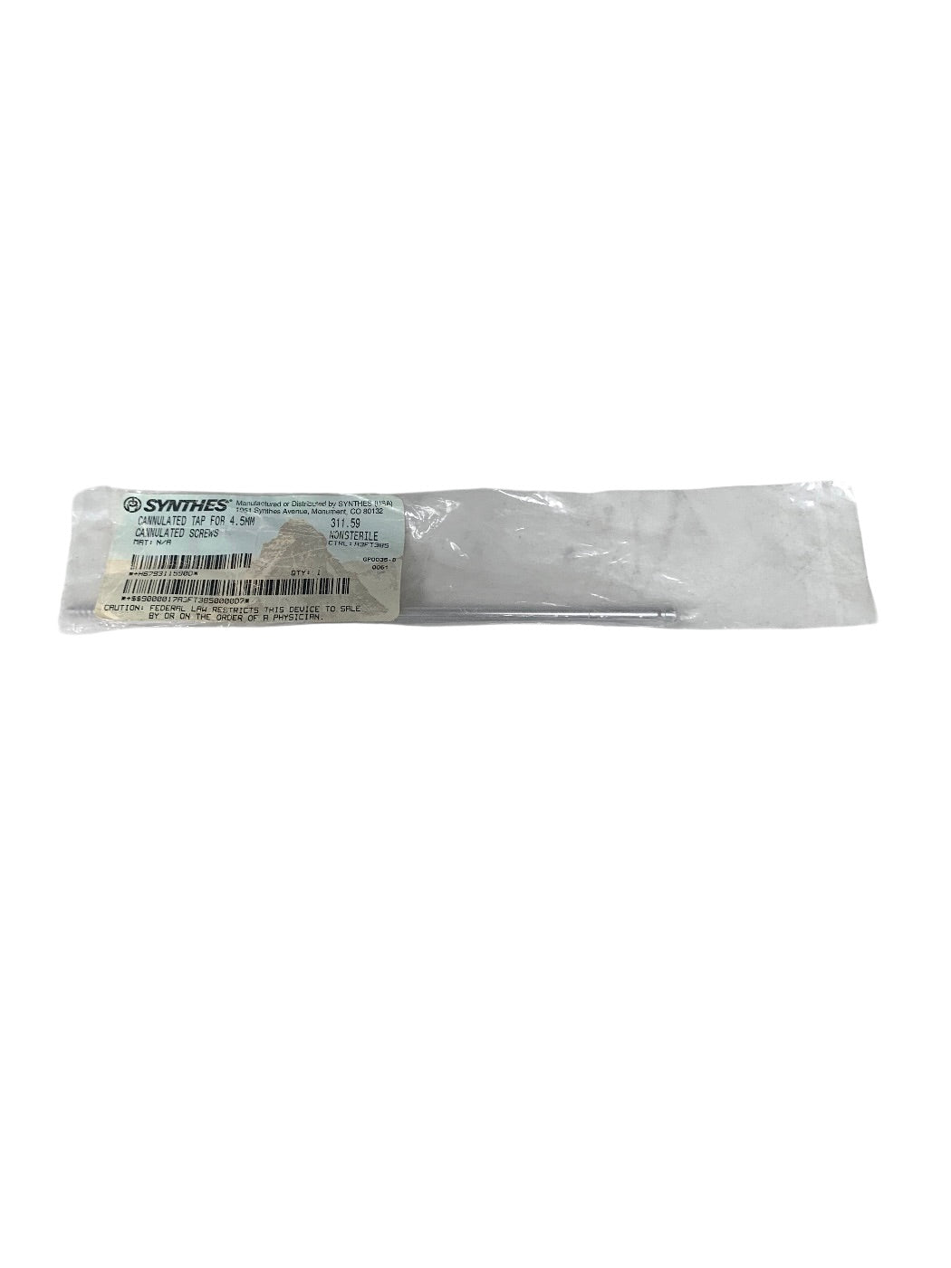 SYNTHES REF 311.59 CANNULATED TAP/SCREWS FOR 4. 5MM