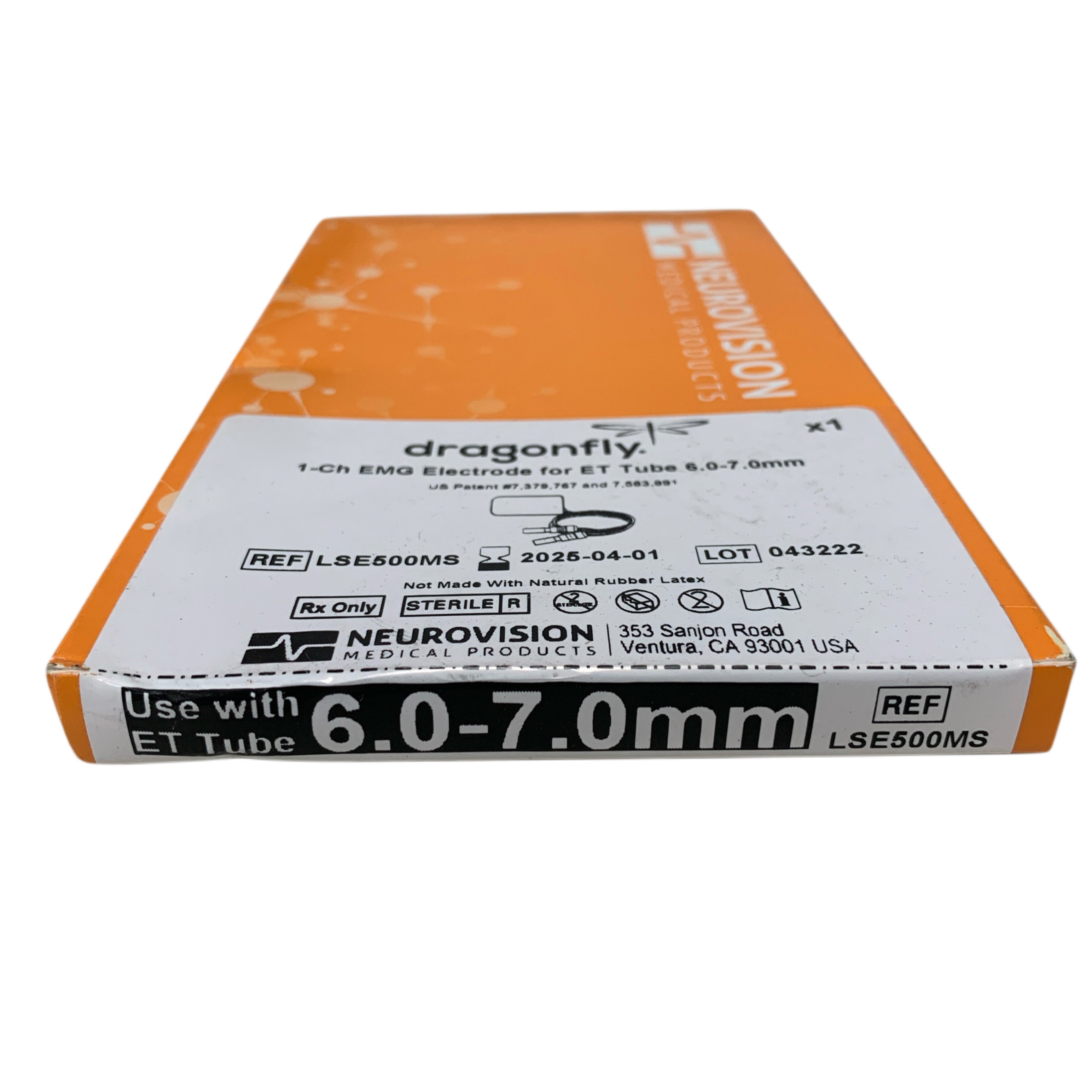 NEUROVISION REF LSE500MS DRAGONFLY 1 CH EMG ELECTRODE FOR ET TUBE 6.0-7.0mm EXP 2025 04