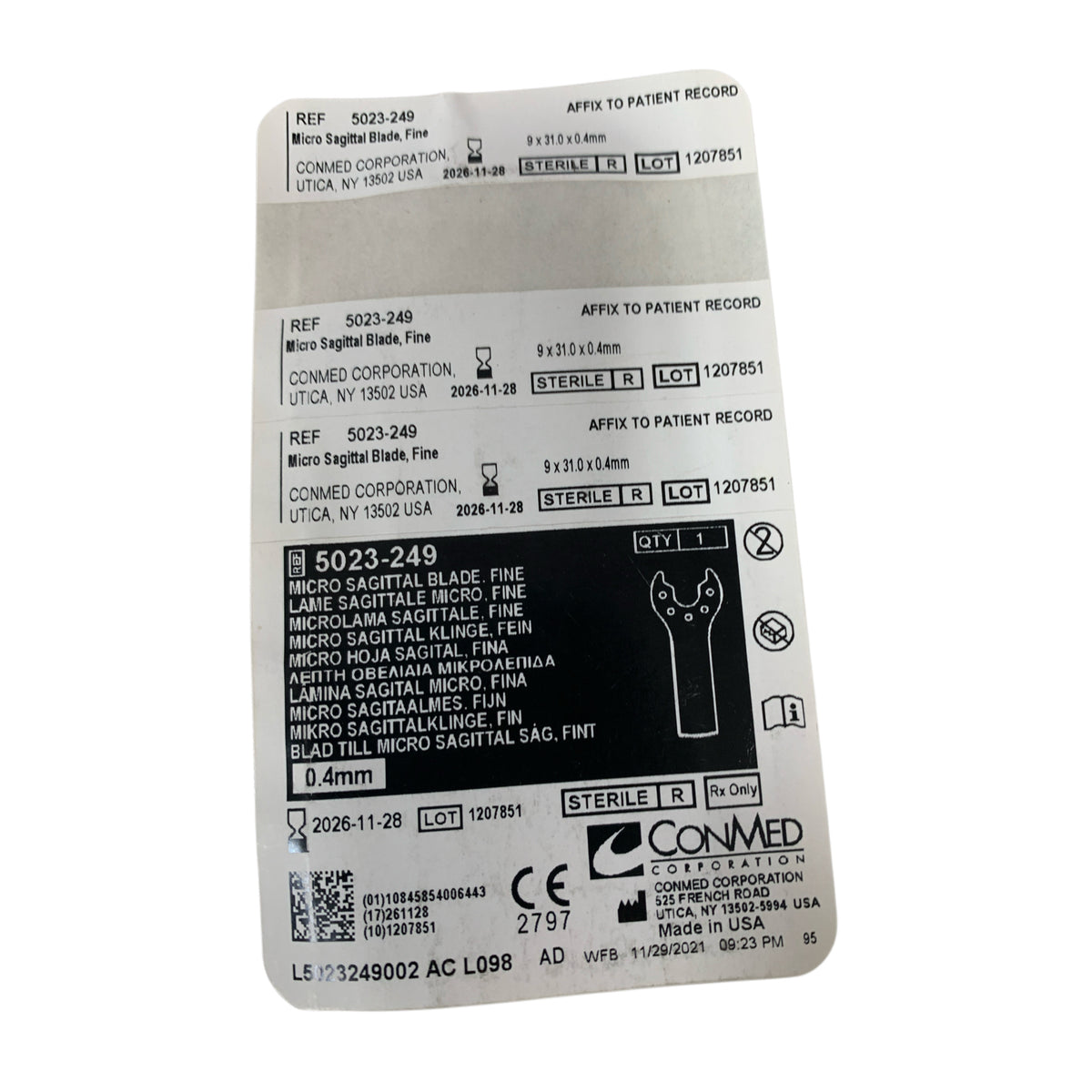 CONMED 5023-249 Micro Sagittal Blade Fine 9 x 31.0 x 0.4mm Exp 2026 11