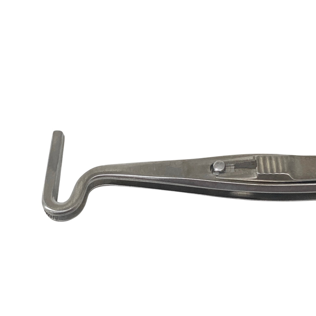 AMBLER REF 2329E Berke ptosis clamp forceps 3 7/8''with slide lock, curved around shafts, 20.0mm jaws with longitudinal serrations