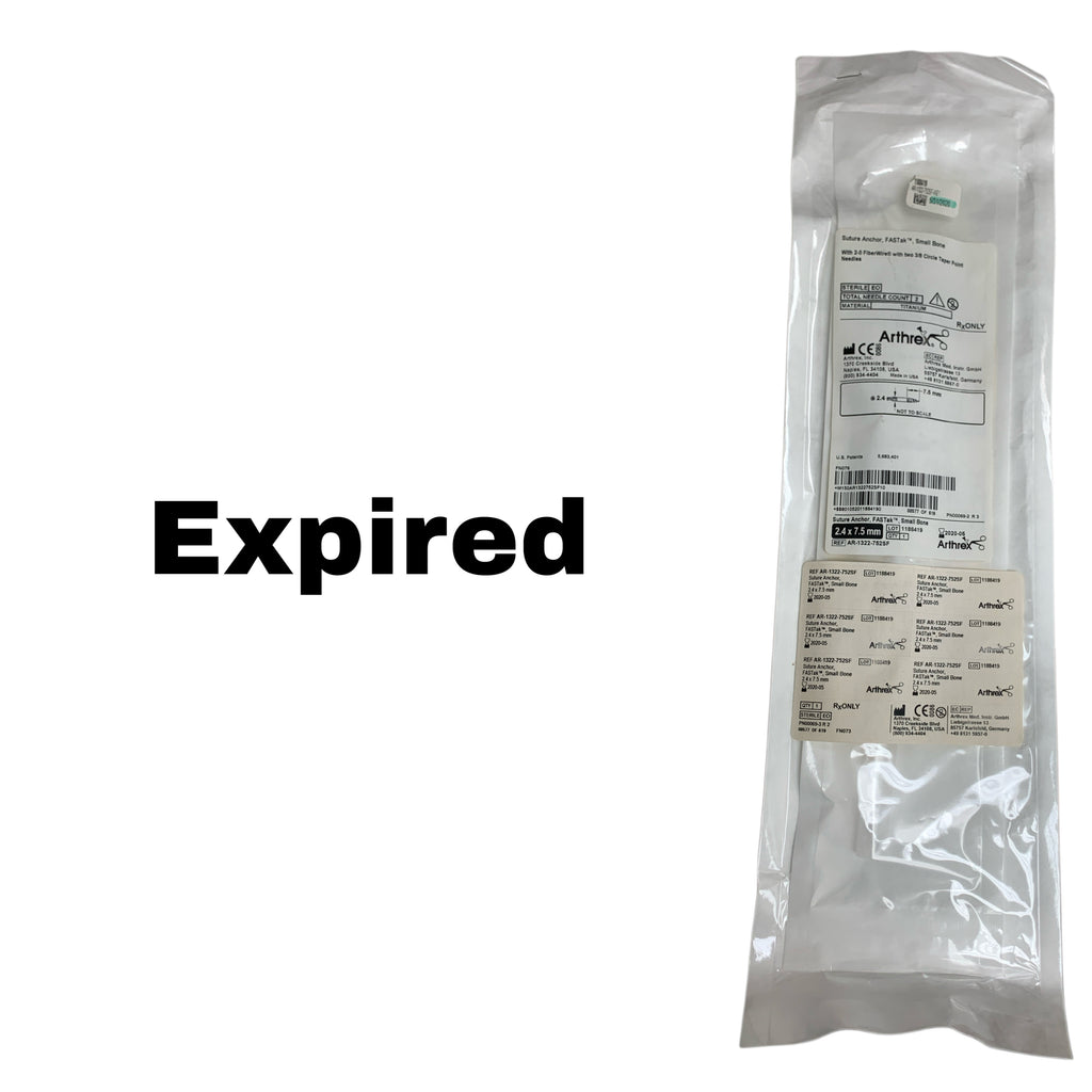 ARTHREX AR-1322-752SF FASTak Small Bone Titanium Suture Anchor 2.4 x 7.5mm with 2-0 FiberWire, EXP 2020-05
