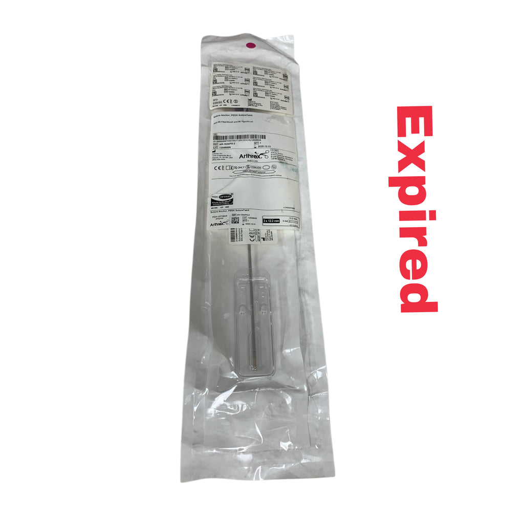 ARTHREX REF AR-1934PS-2 Suture Anchor PEEK SutureTak 3 x 12.2mm with #2 FiberWire and #2 TigerWire Exp.2025/12