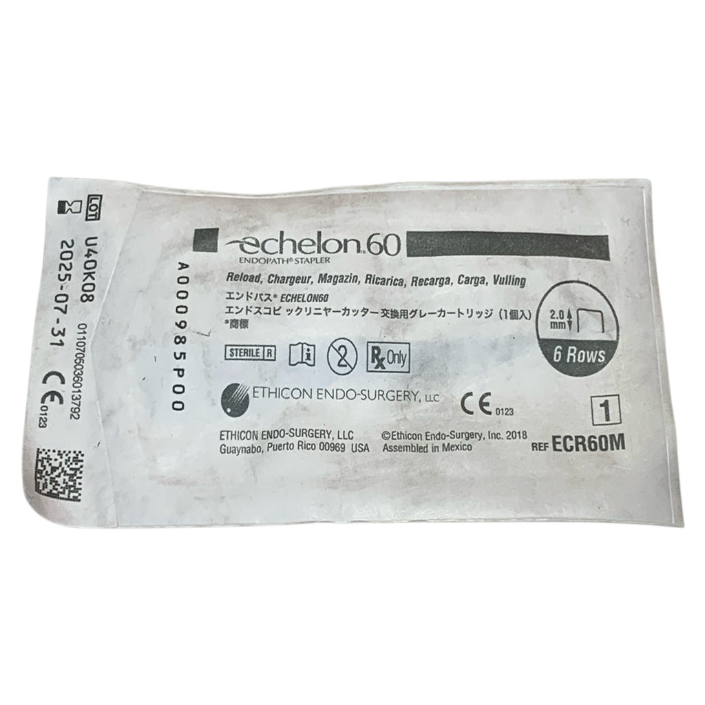 ETHICON REF ECR60M Echelon 60 Endopath Stapler Reload Yellow 6 Rows 2.0mm Exp.2025/07