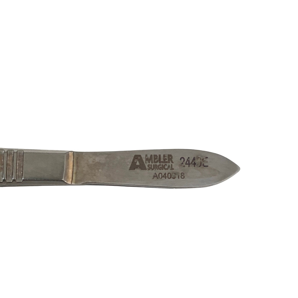 AMBLER REF 2446E, McPherson tying forceps 3 3/8'',straight shafts, 4.0mm tying platforms, narrow serrated flat handle
