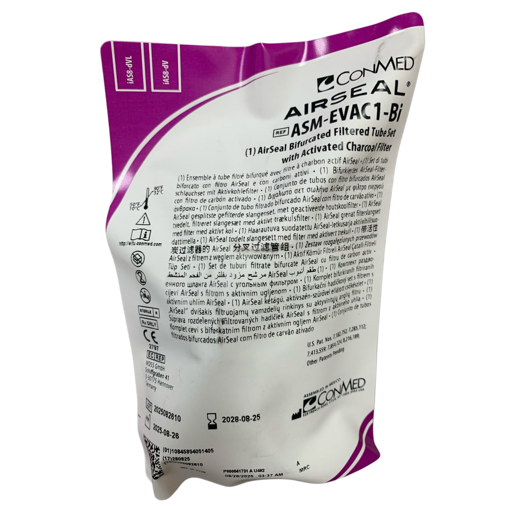 CONMED ASM-EVAC1-Bi AirSeal Bifurcated Filtered Tube Set with Activated Charcoal Filter EXP 2028 08