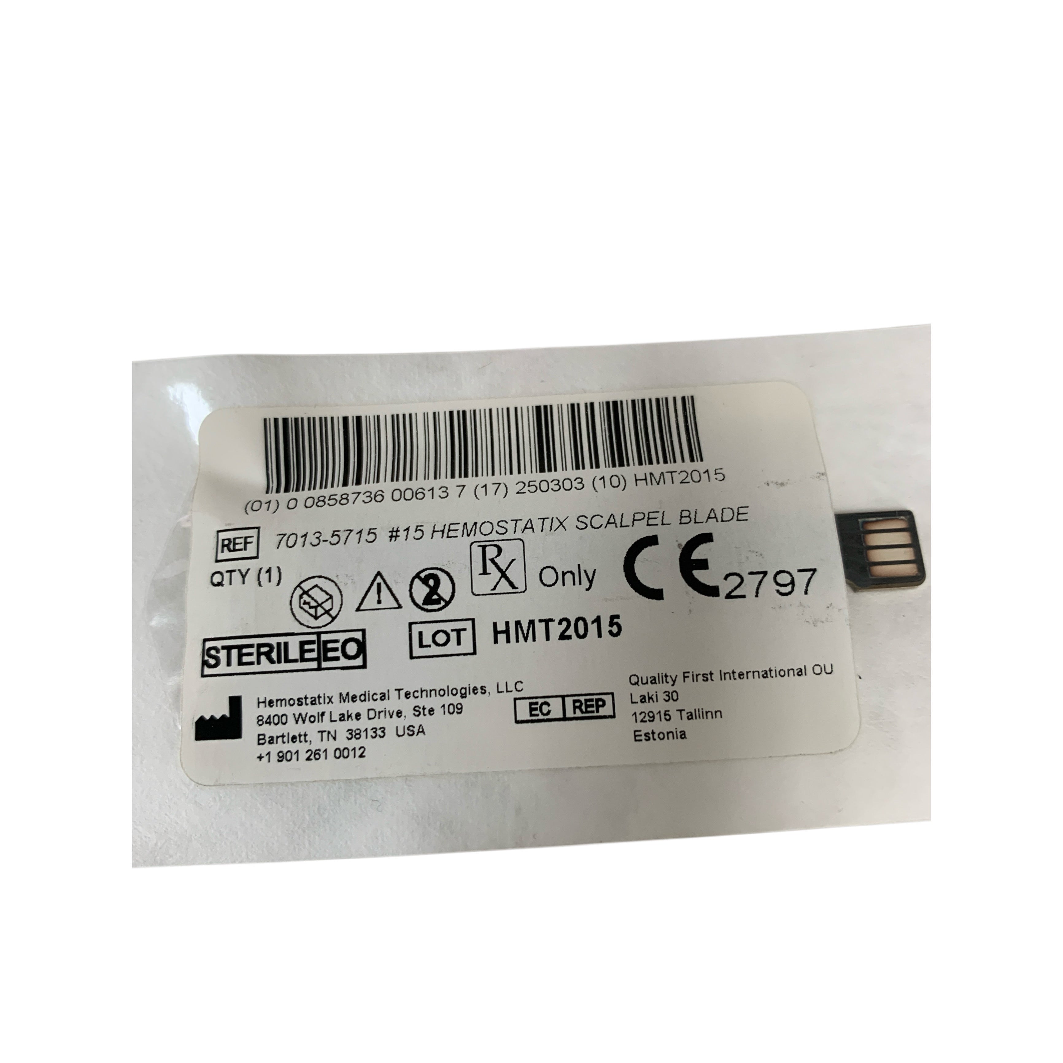 HEMOSTATIX MEDICAL TECHNOLOGIES REF 7013-5715 #15 Hemostatix Scalpel Blade, Exp.2025/03