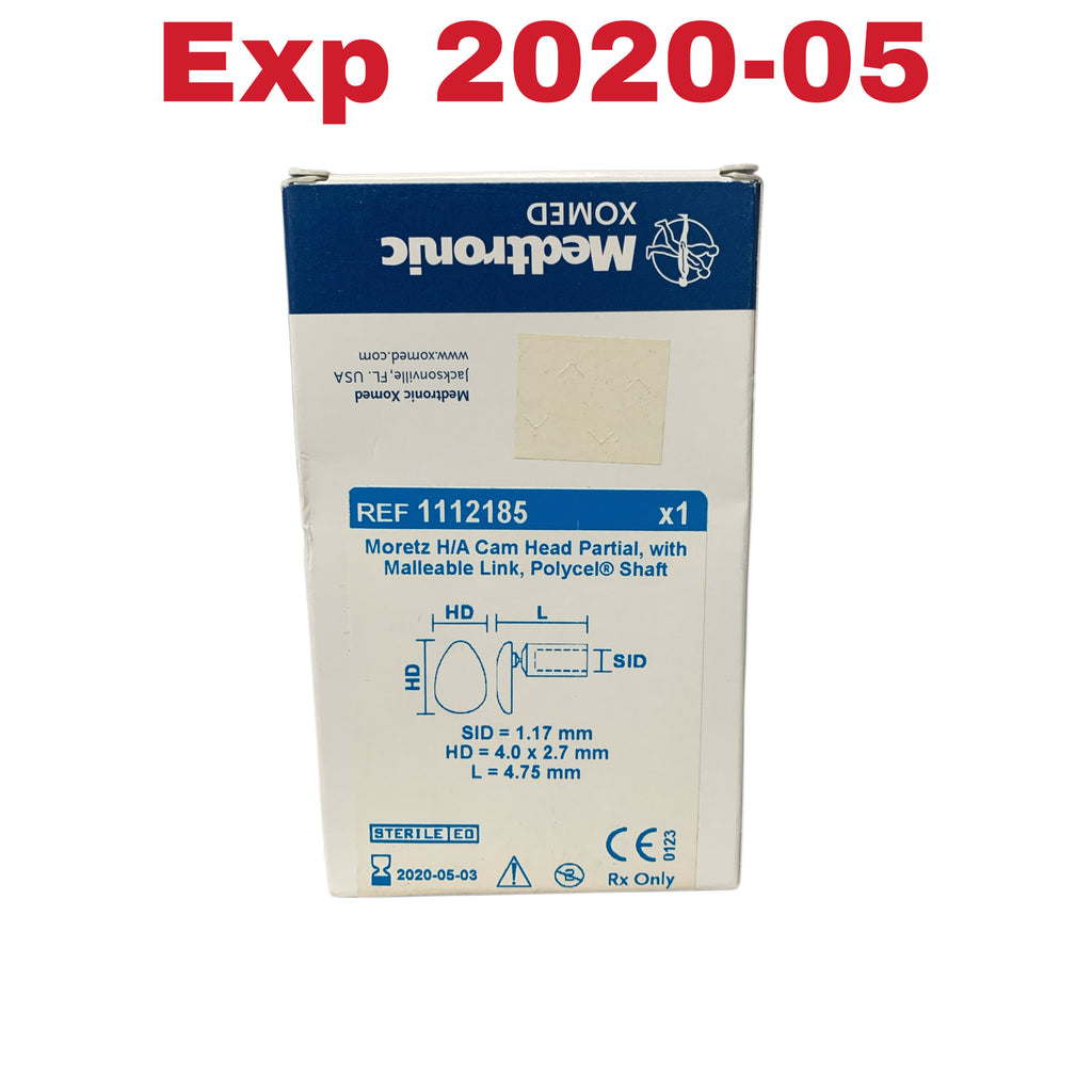 MEDTRONIC XOMED 1112185 Moretz H/A Cam Head Partial with Malleable Link Polycel Shaft SID 1.17 mm HD 4.0 x 2.7 mm L 4.75 mm Exp 2020 05