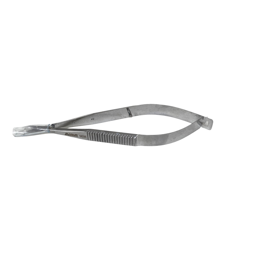 AMBLER REF 5829E Castroviejo corneal scissors 4 1/4'',mini model, curved left 11.0mm blades, blunt tips, flat handle