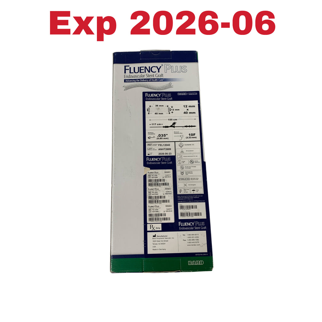 BARD REF FEL12040 Fluency Plus Endovascular Stent Graft 12mm x 40mm 155cm Exp 2026 06