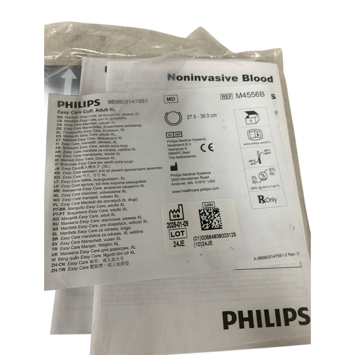 PHILIPS M4556B Easy Care Cuff Adult XL Noninvasive Blood Pressure 27.5 36.0 cm Exp 2025 01