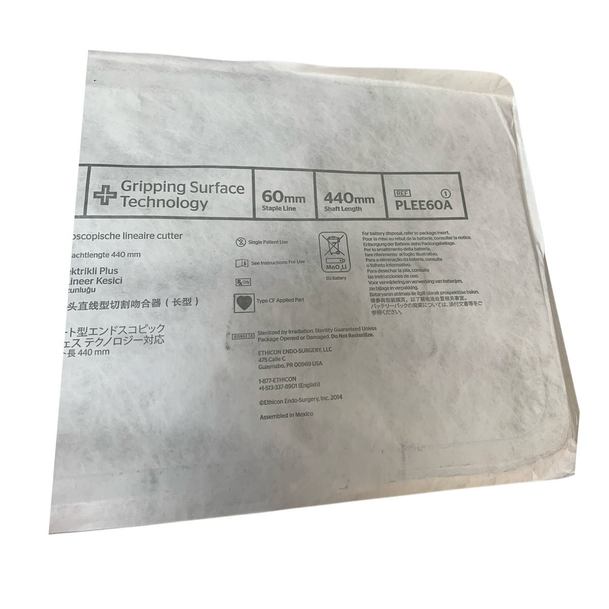 ETHICON PLEE60A Echelon Flex Powered Plus Long Articulating Endoscopic Linear Cutter Gripping Surface Technology 60mm 440mm EXP 2026 03