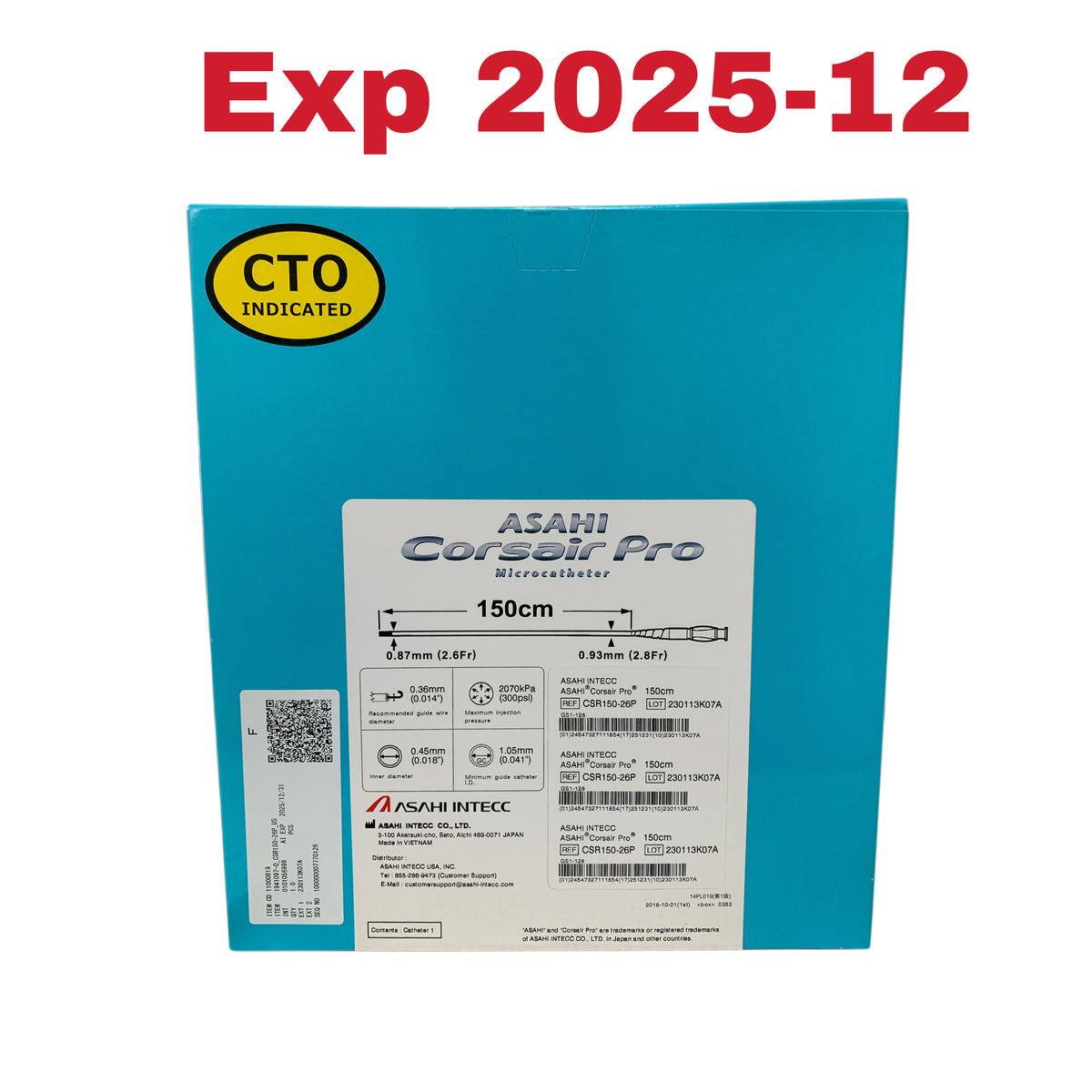 ASAHI INTECC CSR150-26P Corsair Pro Microcatheter 150cm 2.6Fr 2.8Fr Exp 2025 12