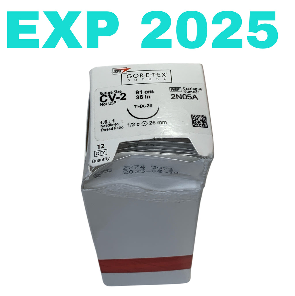 GORE REF 2N05A GORE-TEX Suture CV-2 ePTFE Nonabsorbable Monofilament THX-26 Box of 12, EXP.2025/06