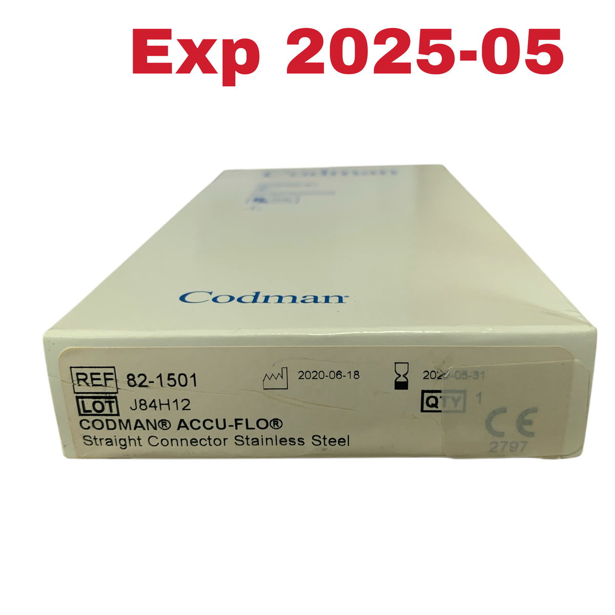 CODMAN 82-1501 ACCU-FLO Straight Connector Stainless Steel EXP 2025 05