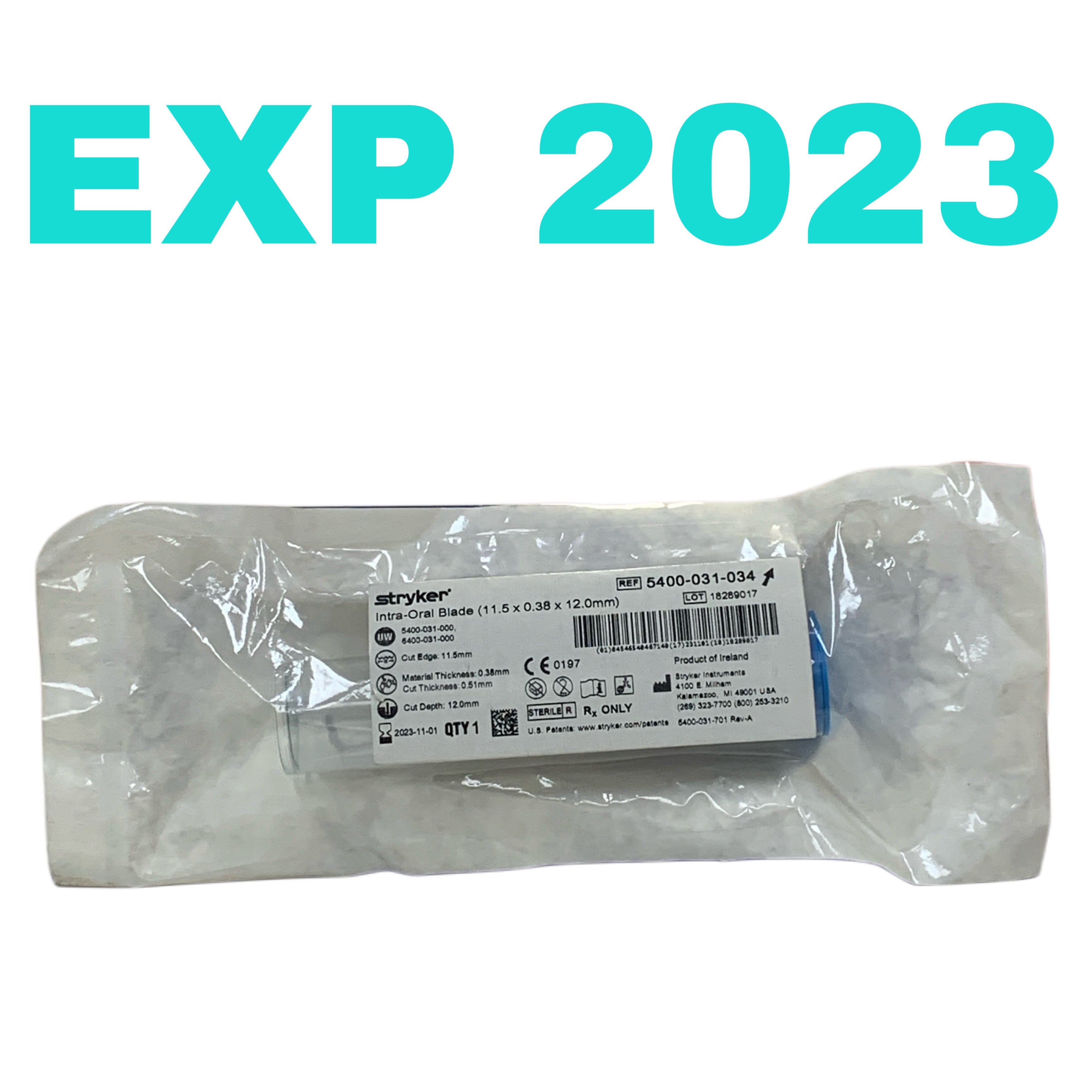 STRYKER REF 5400-031-034 Intra-Oral Blade 11.5mm x 0.38mm x 12.0mm, Exp.2023/11