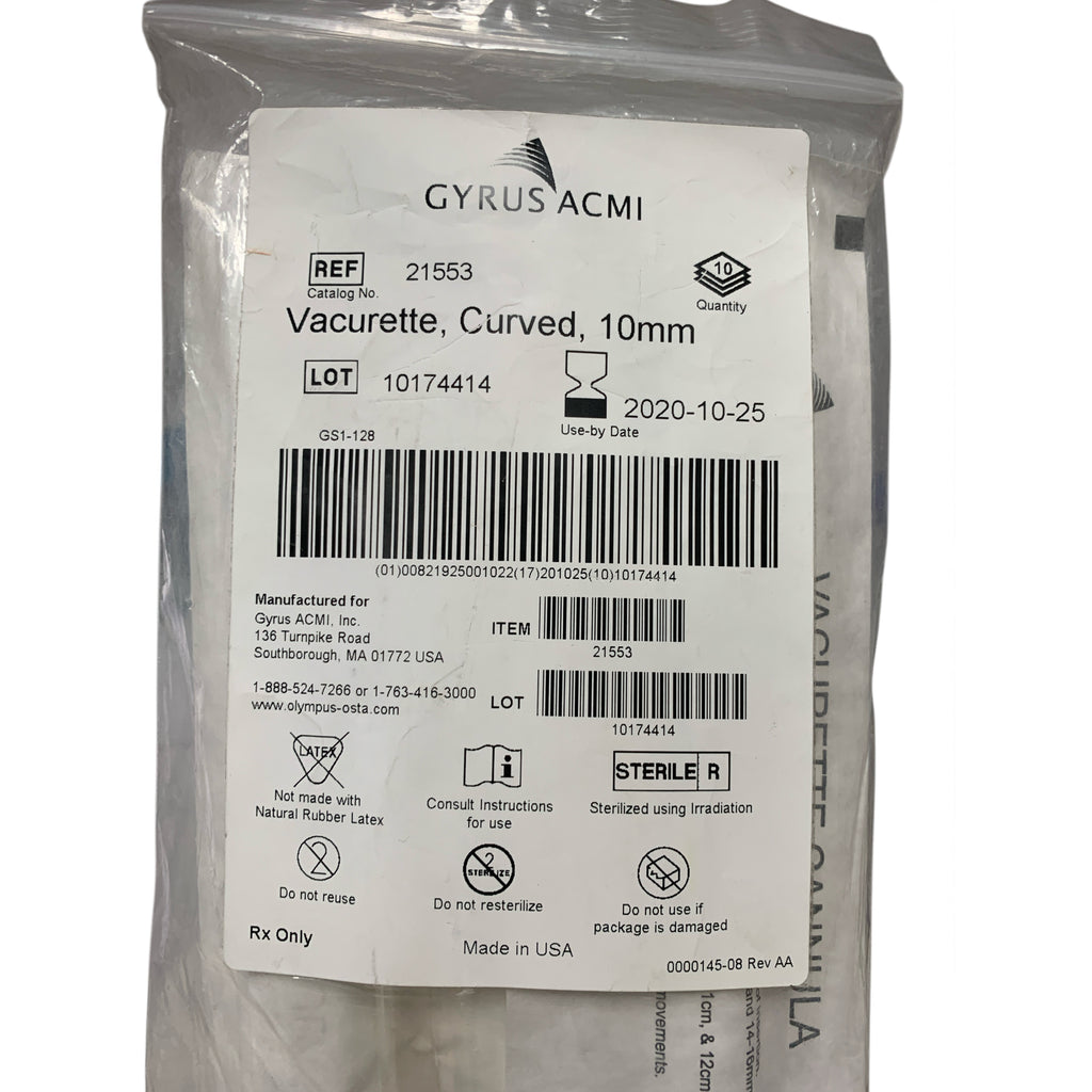 GYRUS ACMI 21553 Vacurette Curved 10mm Box Of 10 Exp 2020 10
