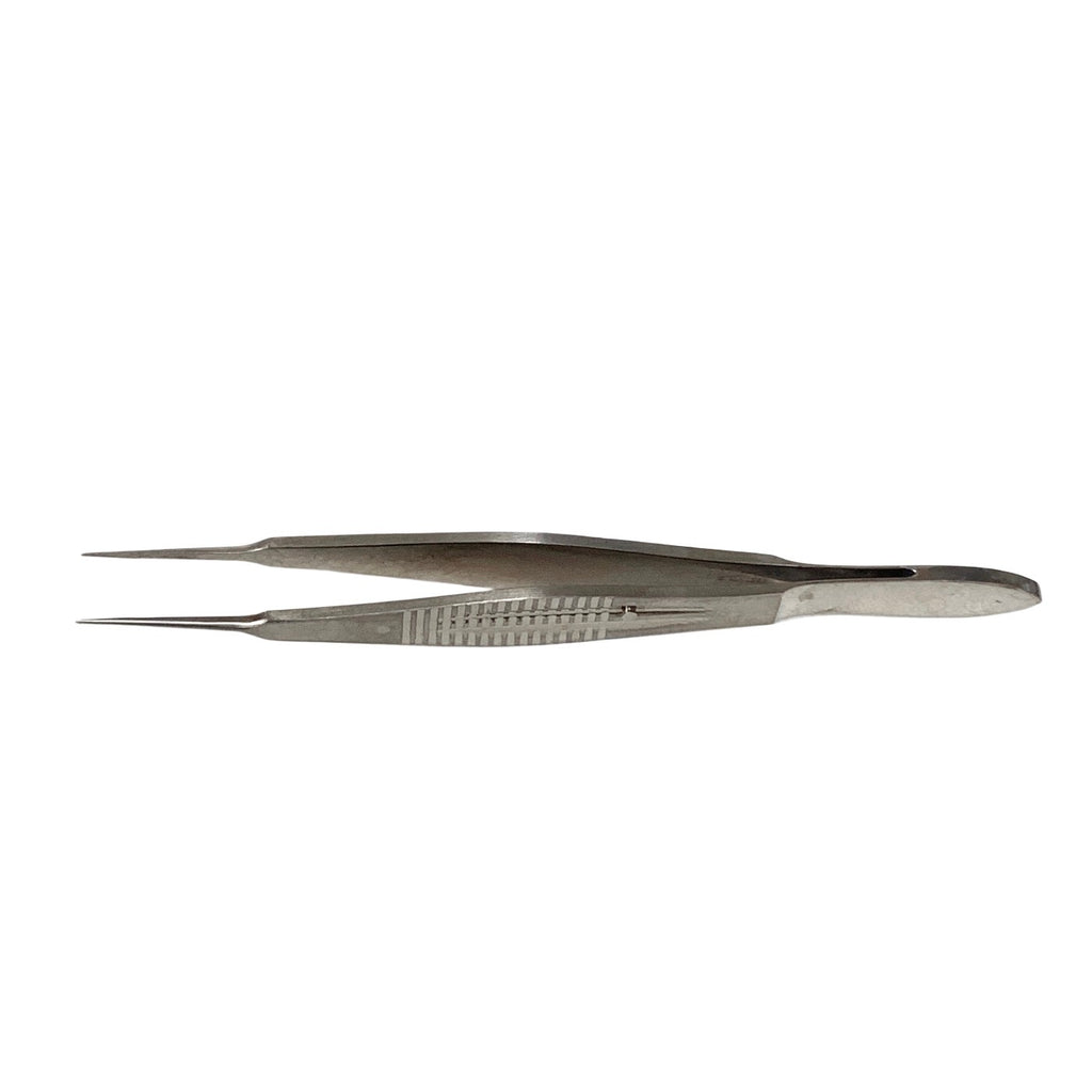 AMBLER REF 2288E MacGregor conjunctival forceps 4 3/8'',straight shafts, 5.5mm tying platform, 1.0mm cross-serrated tips, wide flat handle