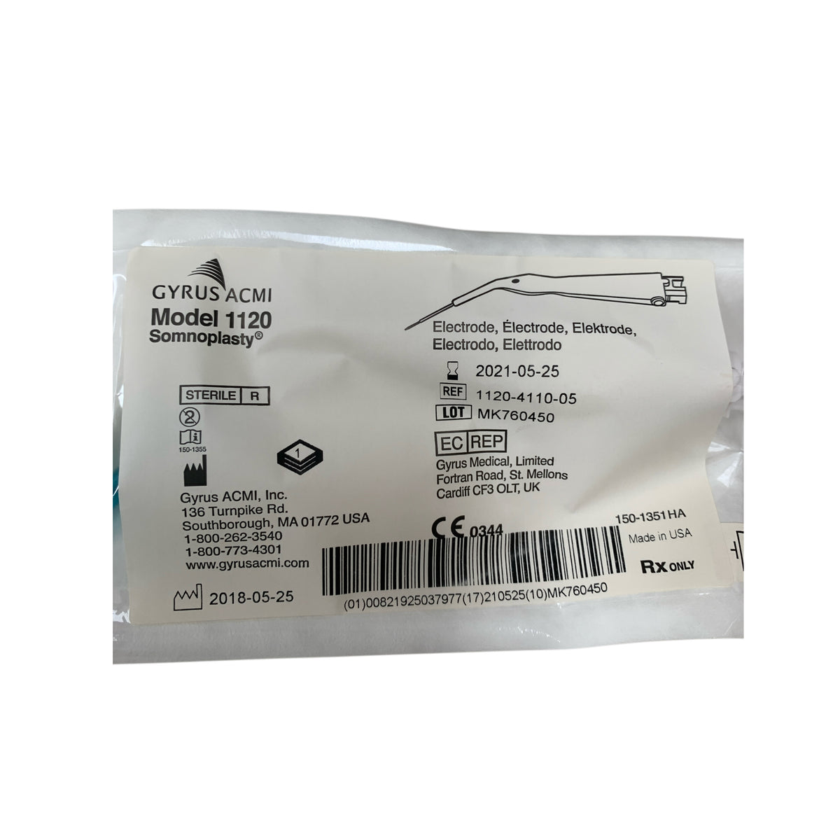GYRUS ACMI 1120-4110-05 Model 1120 Somnoplasty Electrode Exp 2021 05