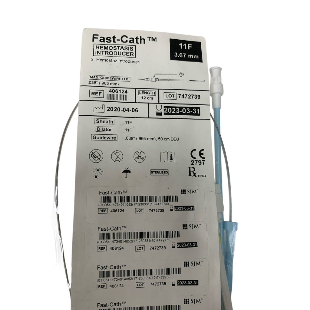 ST JUDE MEDICAL 406124 Fast-Cath Hemostasis Introducer 11F 3.67 mm 12 cm Exp 2023 03